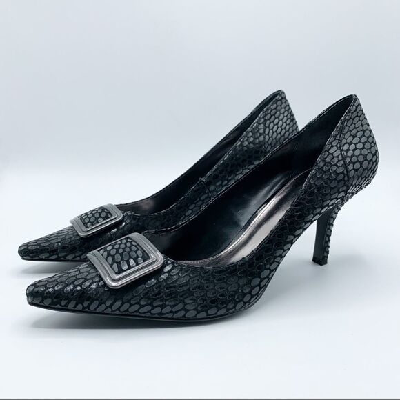 Alfani Cappy Patterned Suede Pump Gunmetal Buckle‎ - Picture 1 of 12